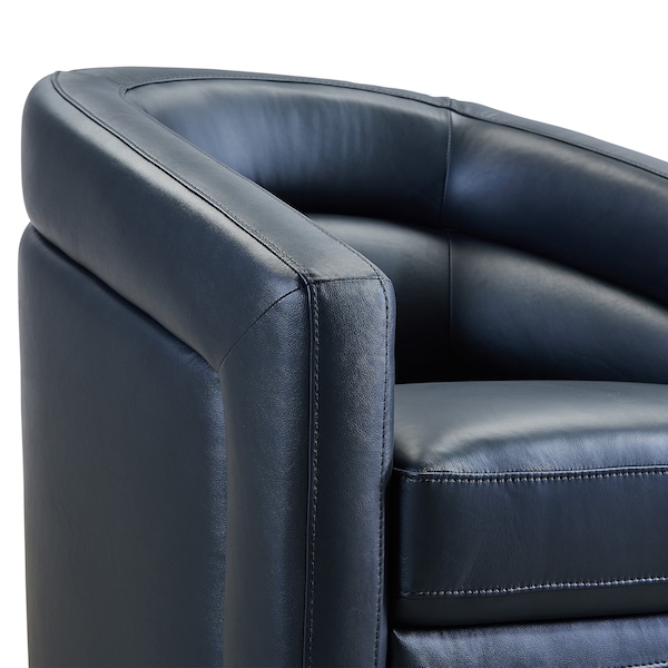 Armen Living Desi Contemporary Swivel Accent Chair in Black Genuine Leather - LCDSCHBLK