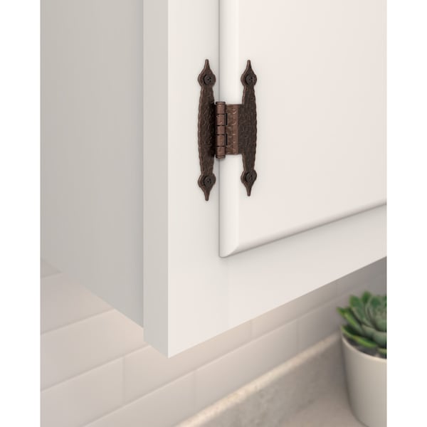 Amerock 3/8in 10mm Offset Non-Self Closing Face Mount Oil Rubbed Bronze Cabinet Hinge, 1 Pair - BPR3406ORB