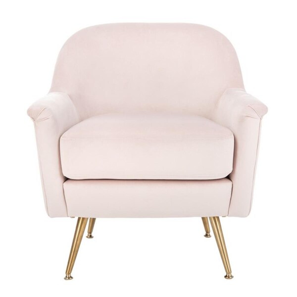 Safavieh 30.3 x 28.4 x 31.1 in. Brienne Mid Century Arm Chair, Blush & Brass - ACH4506D