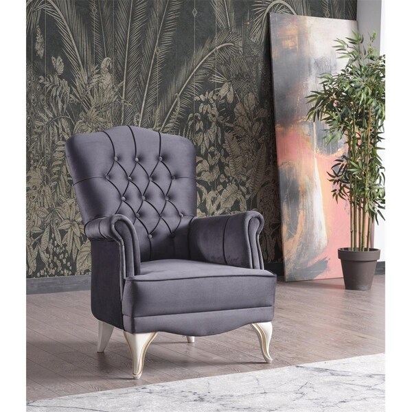 Furnia 36 x 32 x 34 in. Karizma Living Room Armchair, Anthracite - MD-10ELF-KAR-SOFT32-B
