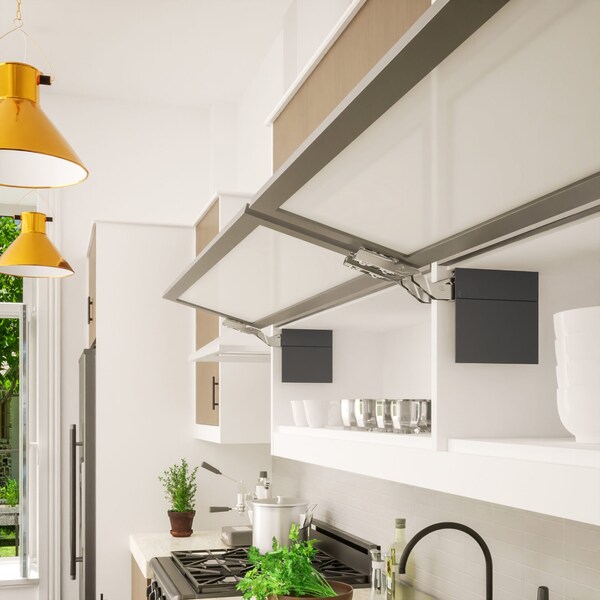 Richelieu Atmos Series 107 Degree LightDuty SoftClose LiftUp Hinge for Frameless Cabinet, Dark Gray, PR - AT00LD100
