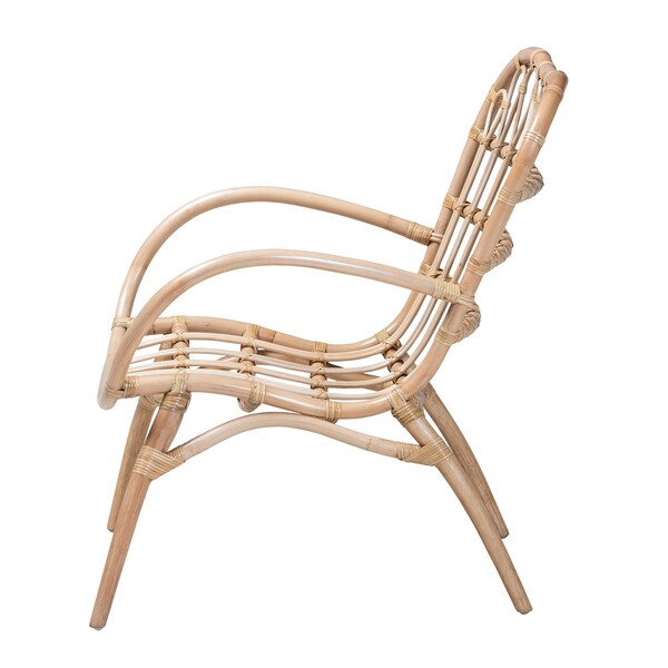 Baxton Studio Bajo Modern Bohemian Natural Brown Rattan Arm Chair - 232-13229-ZORO