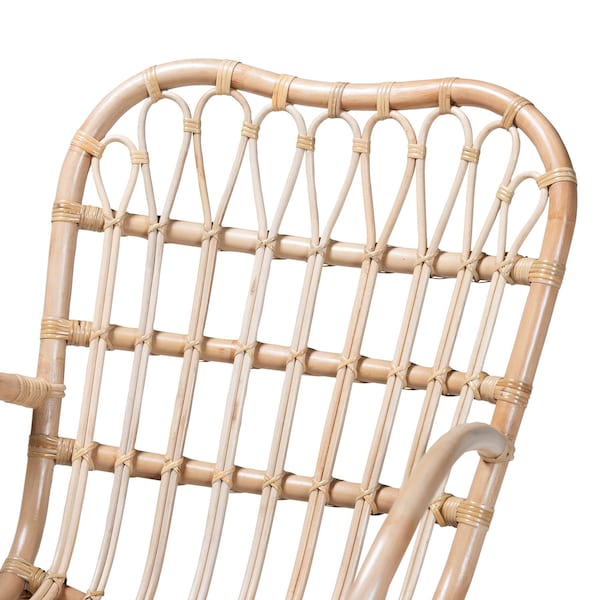 Baxton Studio Bajo Modern Bohemian Natural Brown Rattan Arm Chair - 232-13229-ZORO