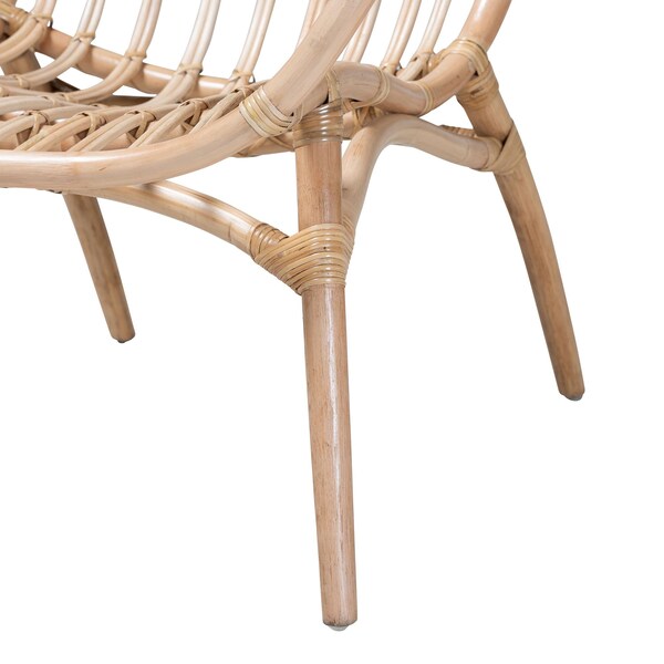 Baxton Studio Bajo Modern Bohemian Natural Brown Rattan Arm Chair - 232-13229-ZORO