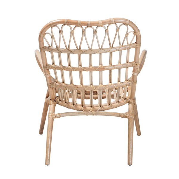 Baxton Studio Bajo Modern Bohemian Natural Brown Rattan Arm Chair - 232-13229-ZORO