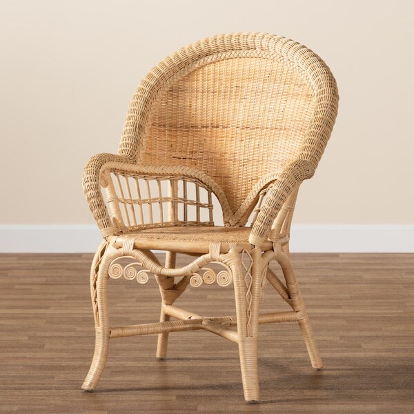 Bali & Pari Ratu Modern Bohemian Natural Brown Rattan Accent Chair - 235-13234-ZORO