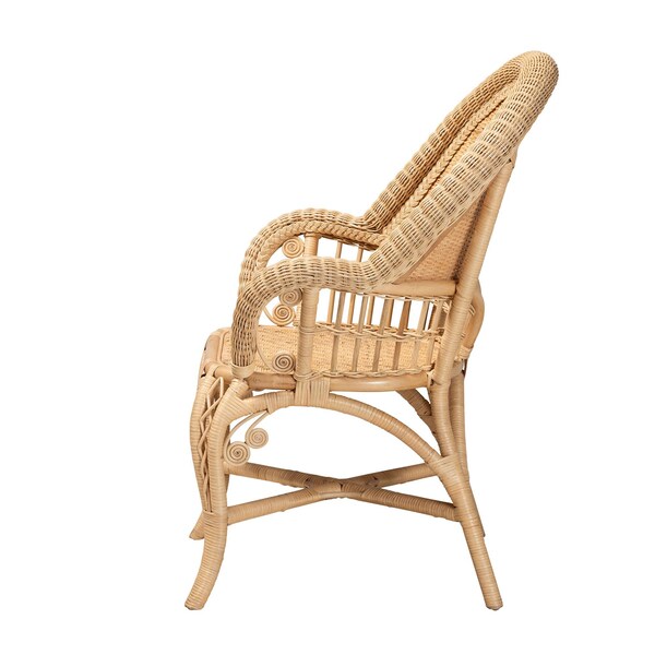Bali & Pari Ratu Modern Bohemian Natural Brown Rattan Accent Chair - 235-13234-ZORO