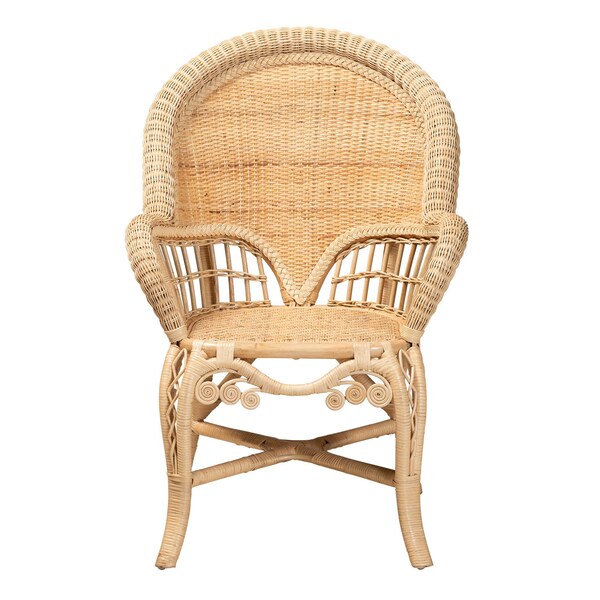 Bali & Pari Ratu Modern Bohemian Natural Brown Rattan Accent Chair - 235-13234-ZORO