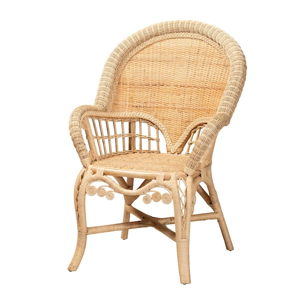 Bali & Pari Ratu Modern Bohemian Natural Brown Rattan Accent Chair - 235-13234-ZORO
