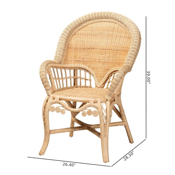 Bali & Pari Ratu Modern Bohemian Natural Brown Rattan Accent Chair - 235-13234-ZORO