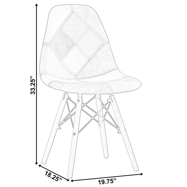 Fabulaxe Chair with Leather and Suede Like Tones with Wooden Legs, PK 4 - QI004326.4