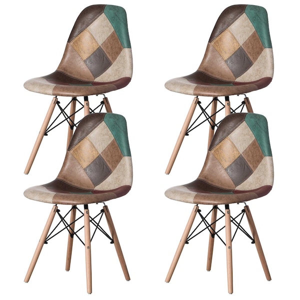 Fabulaxe Chair with Leather and Suede Like Tones with Wooden Legs, PK 4 - QI004326.4