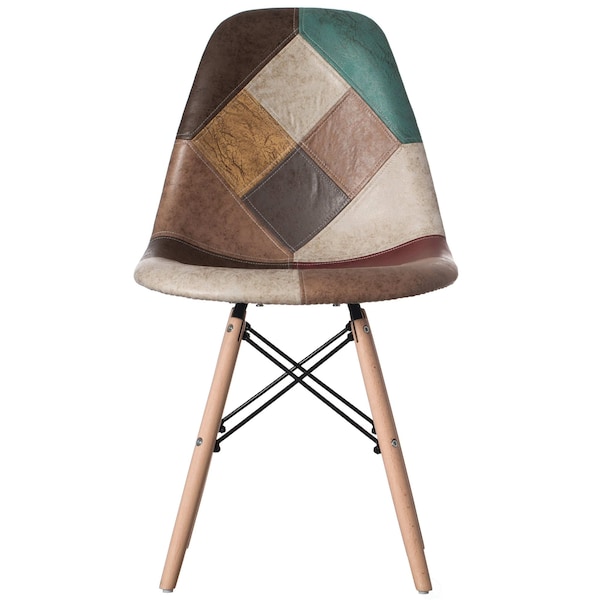 Fabulaxe Chair with Leather and Suede Like Tones with Wooden Legs, PK 4 - QI004326.4