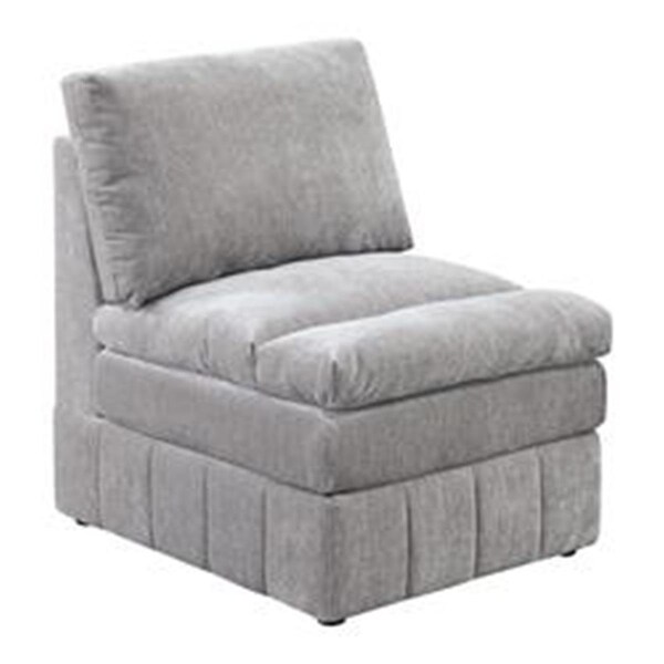 Benjara 35 in. Luna Three Layer Plush Cushioned Seat Modular Armless Chair, Light Gray - BM284329
