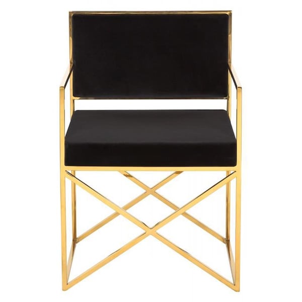 Safavieh Kian Chair, Black Velvet - SFV3501A
