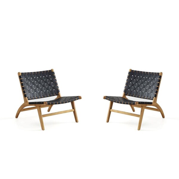 Designed To Furnish Maintenon Leatherette Accent Chair, Black with Nature, 2PK - DE3073866