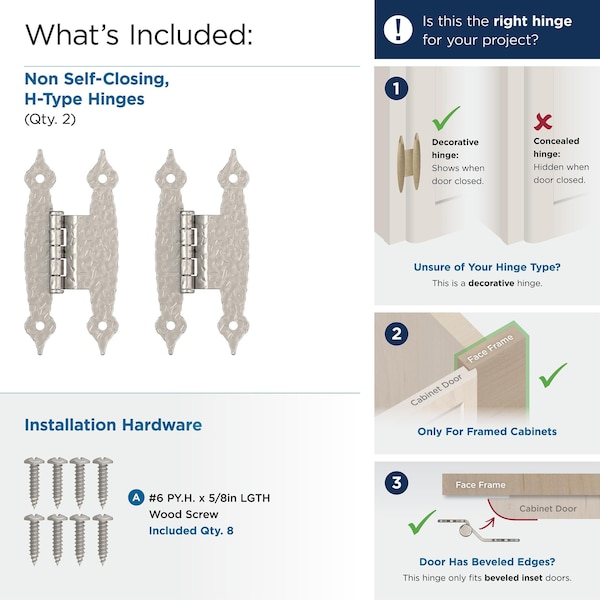 Amerock 3/8in 10mm Offset Non-Self Closing Face Mount Satin Nickel Cabinet Hinge, 1 Pair - BPR3406G10