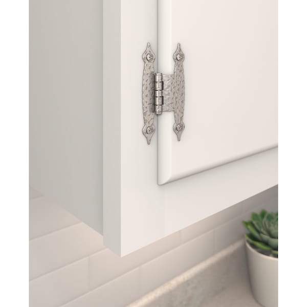 Amerock 3/8in 10mm Offset Non-Self Closing Face Mount Satin Nickel Cabinet Hinge, 1 Pair - BPR3406G10