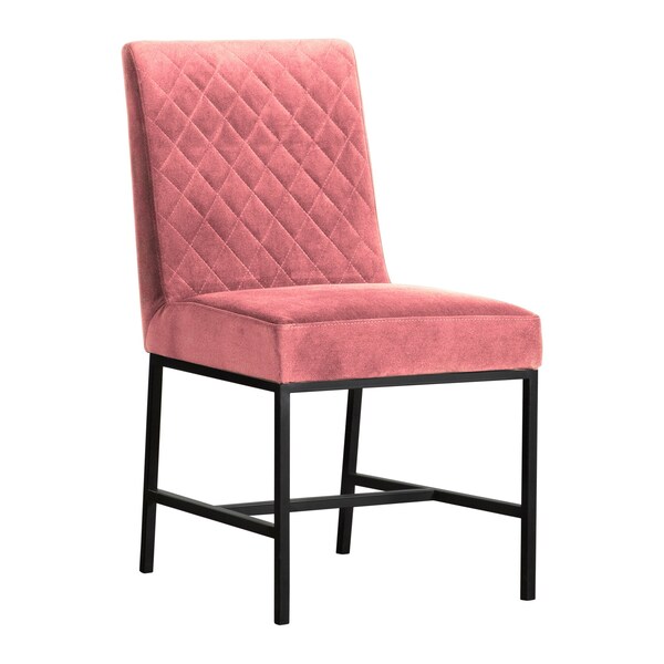 Armen Living Napoli Pink Velvet and Black Leg Modern Accent Dining Chair- Set of 2 - LCNPSIPNK