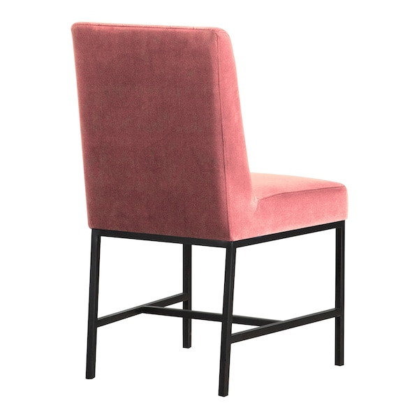 Armen Living Napoli Pink Velvet and Black Leg Modern Accent Dining Chair- Set of 2 - LCNPSIPNK