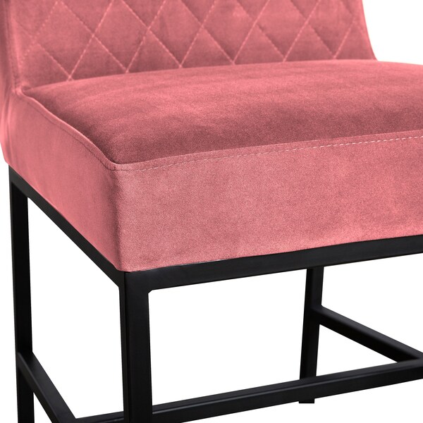 Armen Living Napoli Pink Velvet and Black Leg Modern Accent Dining Chair- Set of 2 - LCNPSIPNK