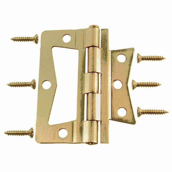 Midwest Fastener 3" Satin Nickel Plated Steel Non-Mortise Hinges 2PK - 37384
