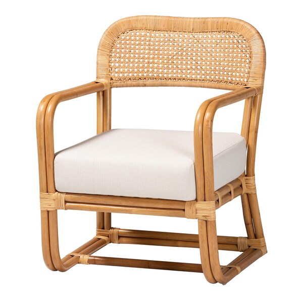Bali & Pari Ailith Modern Bohemian Light Honey Rattan Arm Chair - 243-13643-ZORO