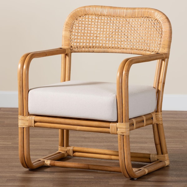 Bali & Pari Ailith Modern Bohemian Light Honey Rattan Arm Chair - 243-13643-ZORO