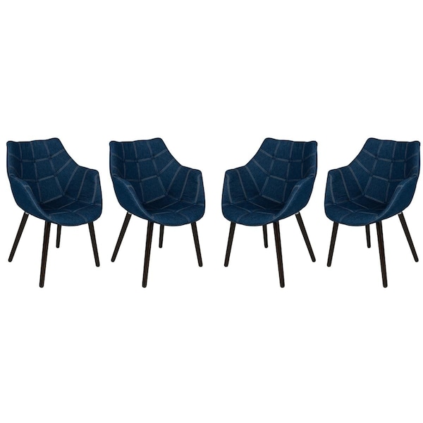 Kd Americana 31 x 22 in. Milburn Tufted Denim Lounge Chair; Denim - Set of 4 - KD3029572