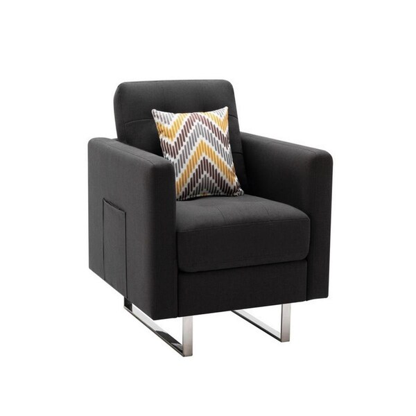 Benjara 34 in. Lewa Modern Accent Armchair with Silver Metal Legs, Dark Gray - BM287618