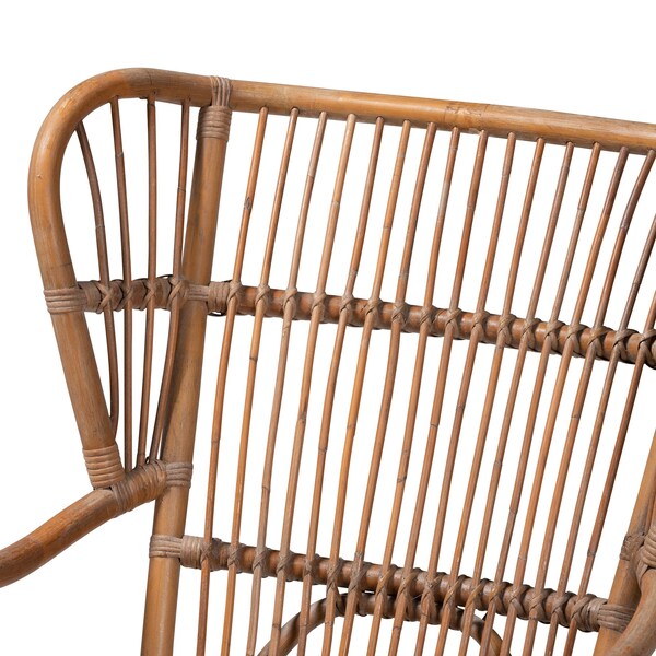 Baxton Studio Lamaria Modern Bohmenian Natural Brown Antique Rattan Armchair - 219-12715-ZORO
