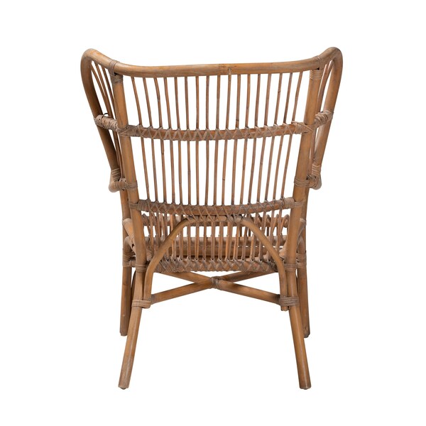 Baxton Studio Lamaria Modern Bohmenian Natural Brown Antique Rattan Armchair - 219-12715-ZORO