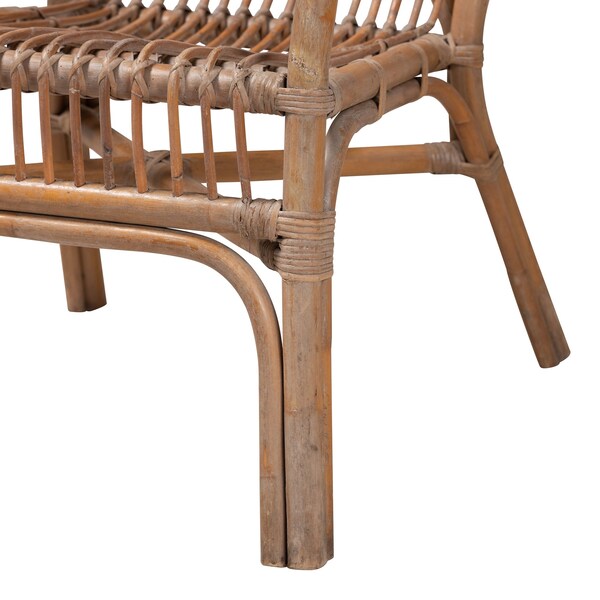 Baxton Studio Lamaria Modern Bohmenian Natural Brown Antique Rattan Armchair - 219-12715-ZORO