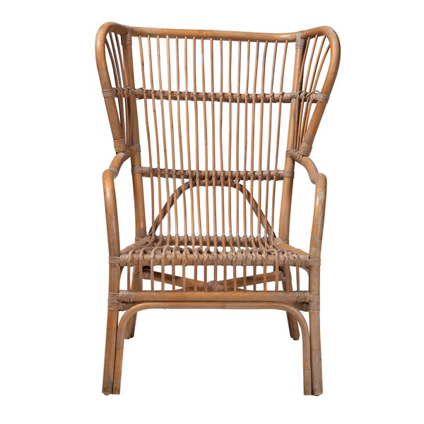 Baxton Studio Lamaria Modern Bohmenian Natural Brown Antique Rattan Armchair - 219-12715-ZORO