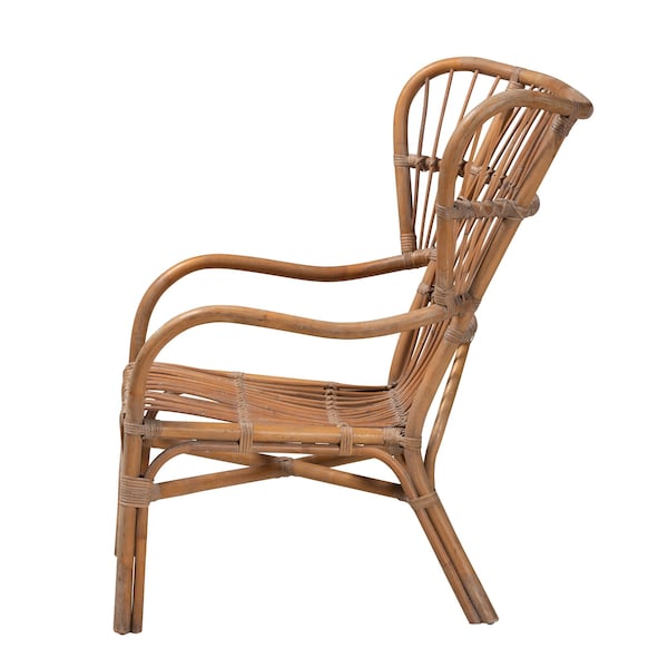 Baxton Studio Lamaria Modern Bohmenian Natural Brown Antique Rattan Armchair - 219-12715-ZORO