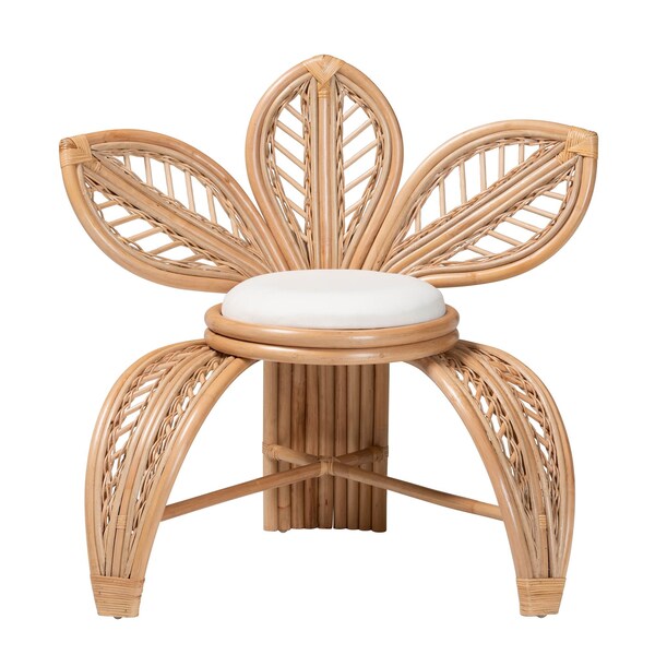 Bali & Pari Gresham Modern Bohemian Natural Rattan Leaf Accent Chair - 238-13409-ZORO