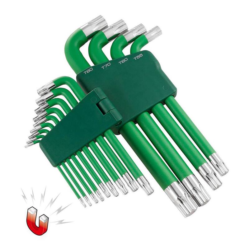Powerbuilt 13-Piece Long Arm Tamper-Proof Magnetic Torx Key Wrench Set - 941643