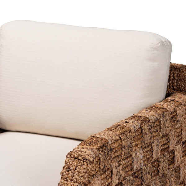 Bali & Pari Vevina Modern Bohemian Dark Brown Mahogany Wood and Woven Seagrass Arm Chair - 238-13482-ZORO