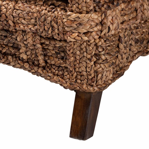 Bali & Pari Vevina Modern Bohemian Dark Brown Mahogany Wood and Woven Seagrass Arm Chair - 238-13482-ZORO