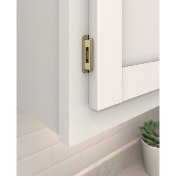 Amerock 1/2in 13mm Overlay Self Closing Partial Wrap Golden Champagne Cabinet Hinge, 1 Pair - BPR7550BBZ