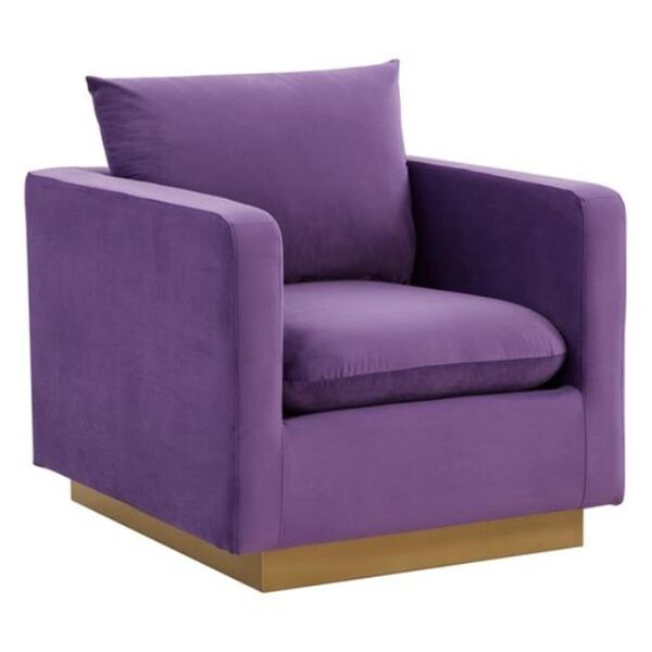 Kd Americana Nervo Velvet Accent Armchair with Gold Frame, Purple - KD3026983
