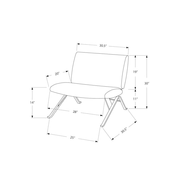Monarch Specialties Accent Chair, Armless, Fabric, Living Room, Bedroom, Fabric, Metal, Brown, Chrome, Contemporary - I 8137
