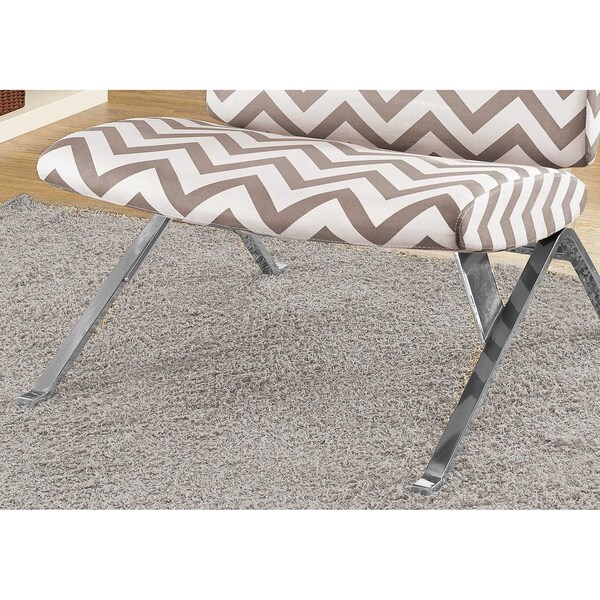 Monarch Specialties Accent Chair, Armless, Fabric, Living Room, Bedroom, Fabric, Metal, Brown, Chrome, Contemporary - I 8137