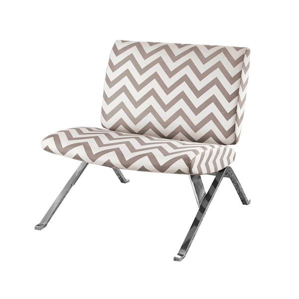Monarch Specialties Accent Chair, Armless, Fabric, Living Room, Bedroom, Fabric, Metal, Brown, Chrome, Contemporary - I 8137