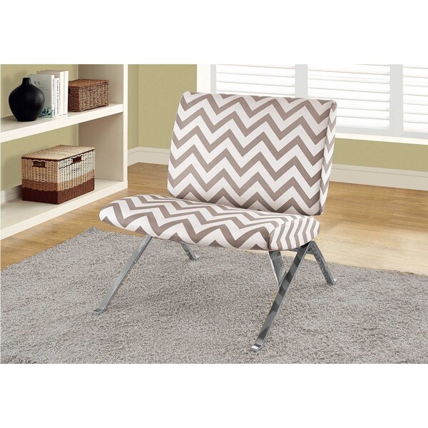 Monarch Specialties Accent Chair, Armless, Fabric, Living Room, Bedroom, Fabric, Metal, Brown, Chrome, Contemporary - I 8137