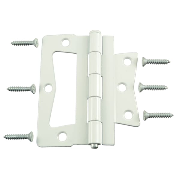 Midwest Fastener 4" White Steel Non-Mortise Hinges - 37383