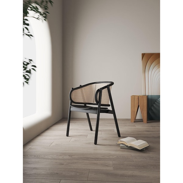 Manhattan Comfort Versailles Armchair in Black and Natural Cane - ACCA02-BK