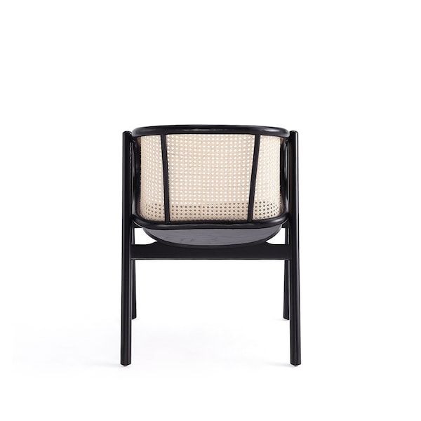 Manhattan Comfort Versailles Armchair in Black and Natural Cane - ACCA02-BK