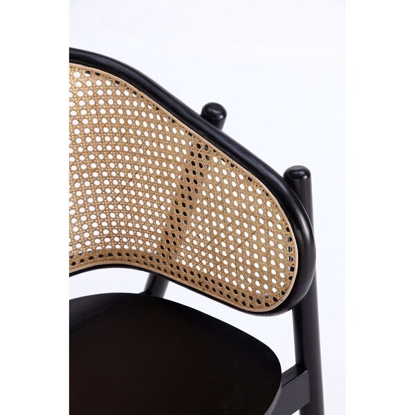 Manhattan Comfort Versailles Armchair in Black and Natural Cane - ACCA02-BK