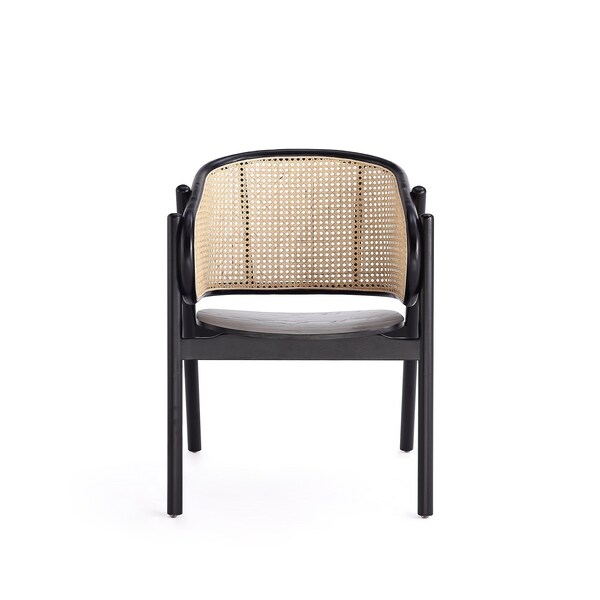 Manhattan Comfort Versailles Armchair in Black and Natural Cane - ACCA02-BK